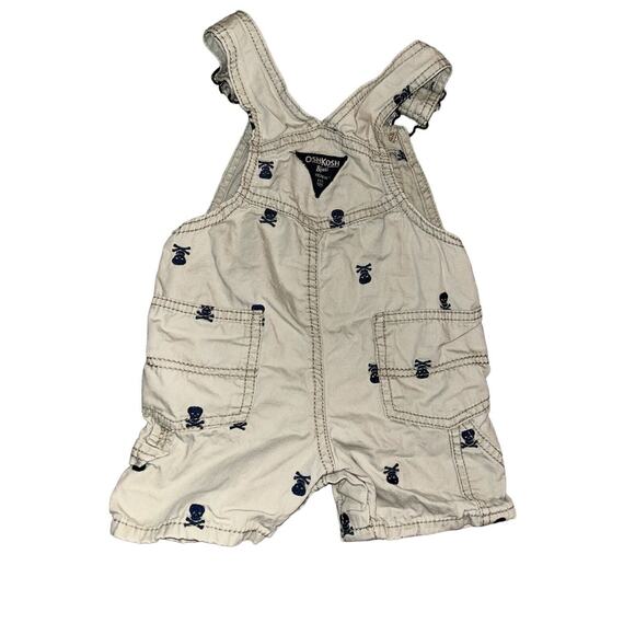 OshKosh B'gosh Baby Overalls Skull Print‎ Cotton Shortalls - Picture 5 of 8